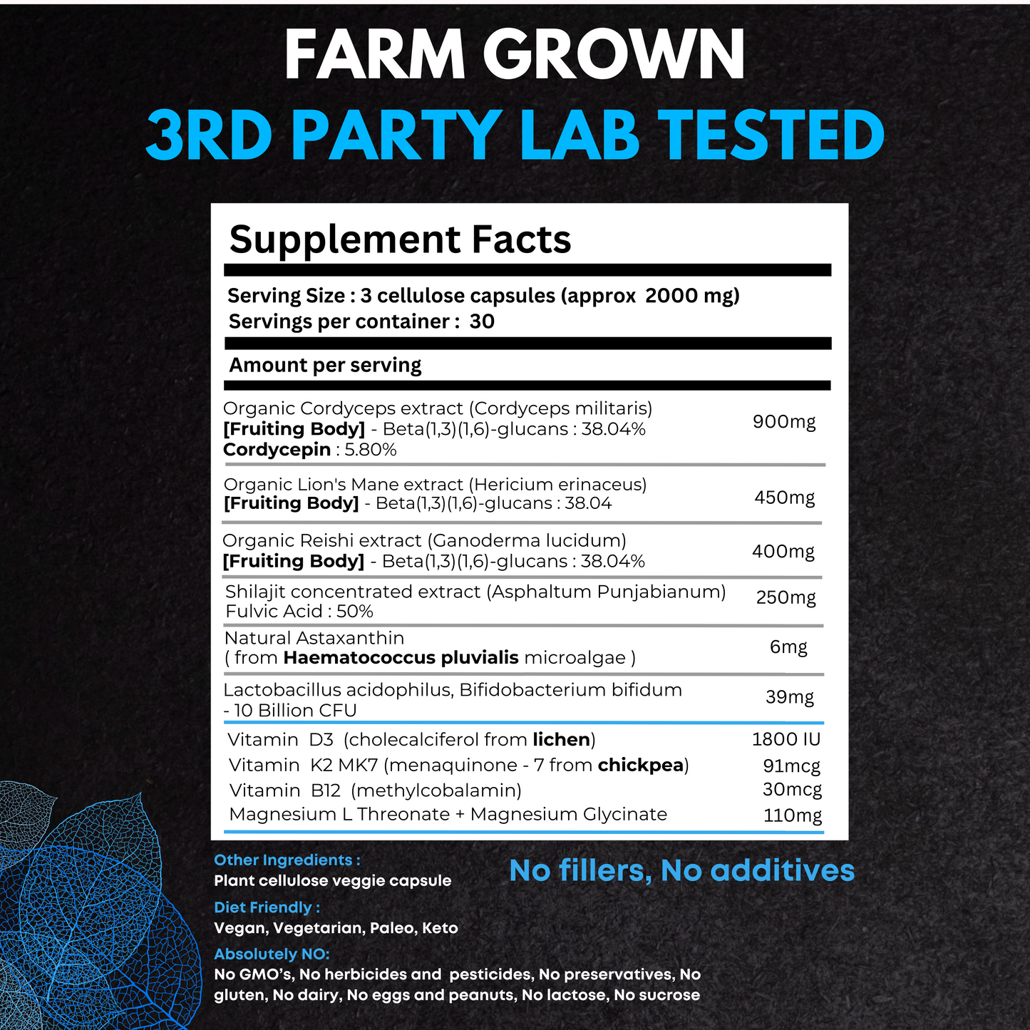 Flow State Mushroom Complex Synergized with Shilajit, Astaxanthin, Probiotics and Vitamins