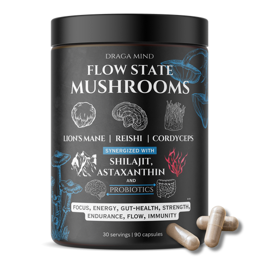 Flow State Mushroom Complex Synergized with Shilajit, Astaxanthin, Probiotics and Vitamins